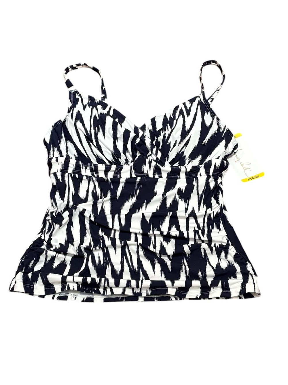 Anne Cole Navy & White Printed Tankini Swim Top, Size M, NWT - Picture 2 of 6